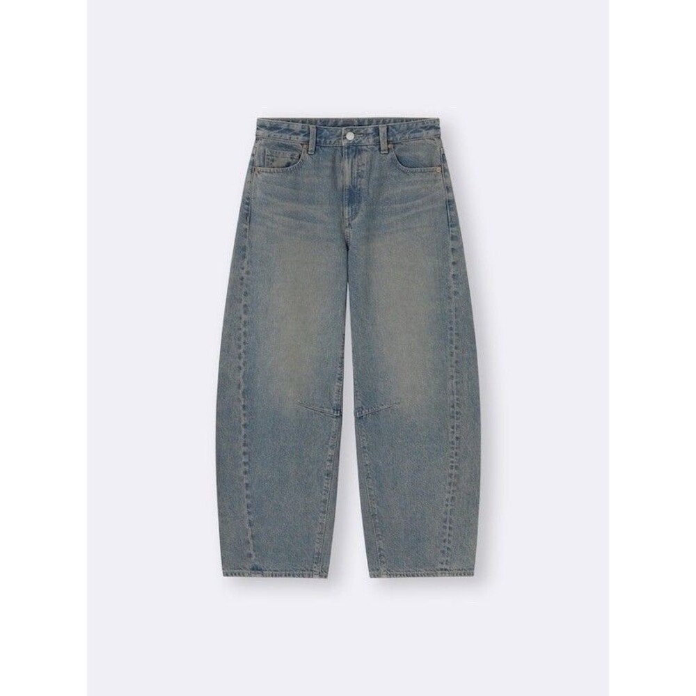 GU by Uniqlo Womens S High Rise Barrel Leg Jeans 67 Blue Baggy loose 26X 28